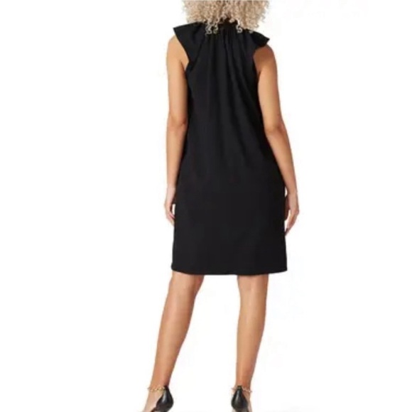 Victoria Beckham black flutter sleeve pocket dress high button neck size 10 - Picture 3 of 12